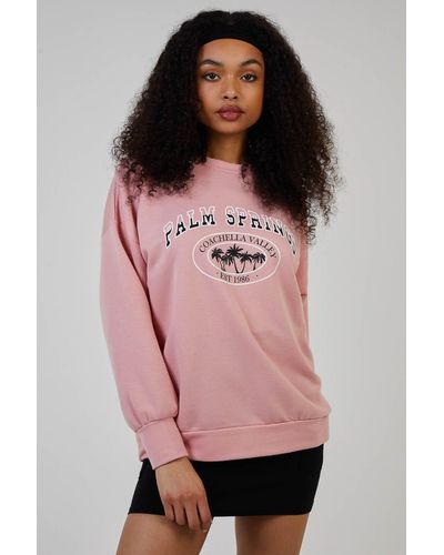 Pink Vanilla Palm Spring Varsity Sweatshirt - Pink