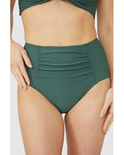 DEBENHAMS Textured High Waist Bikini Bottom - Green