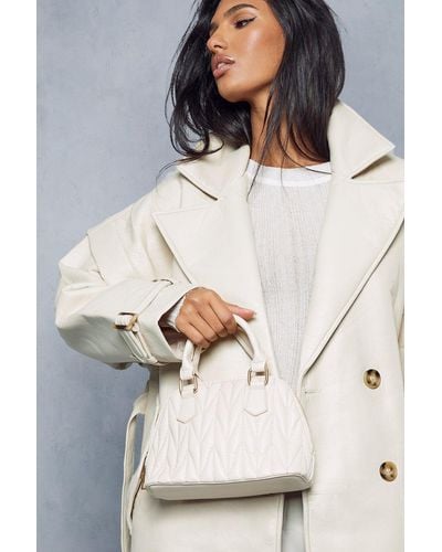 MissPap Leather Look Quilted Grab Bag - Grey