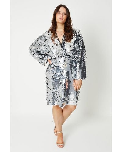 Coast Plus Statement Sequin Kimono Mini Dress - Metallic