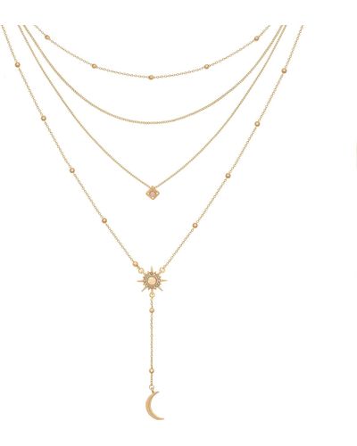 Caramel Jewellery London Layered Gold Sun And Moon Positivity Necklace - Metallic