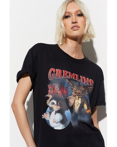 Nasty Gal Gremlins Oversized Graphic T-shirt - Black