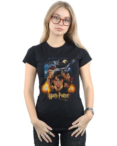 Harry Potter The Sorcerer ́s Stone Poster Cotton T-shirt - Black