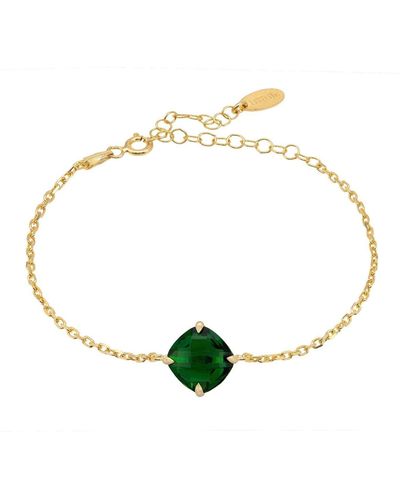 LÁTELITA London Empress Emerald Gemstone Bracelet Gold - White