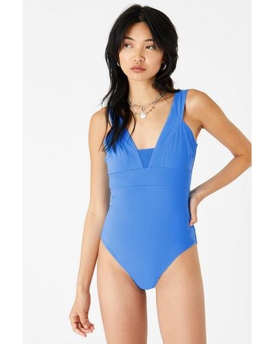 Accessorize 'lexi' Plunge Shaping Swimsuit - Blue