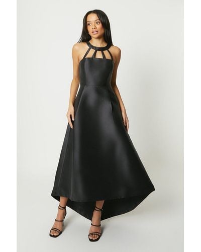 Debut London Strap Detail High Low Maxi Dress - Black