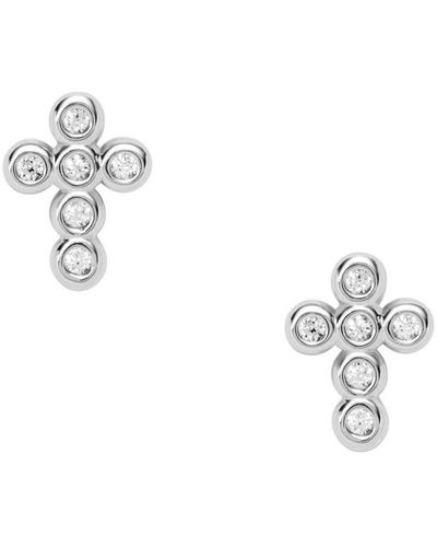 Fossil Jewellery Crosses Sterling Silver Earrings - Jfs00544040 - Metallic