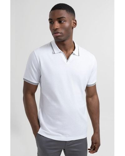 Steel & Jelly White Open Collar Short Sleeve Polo Shirt