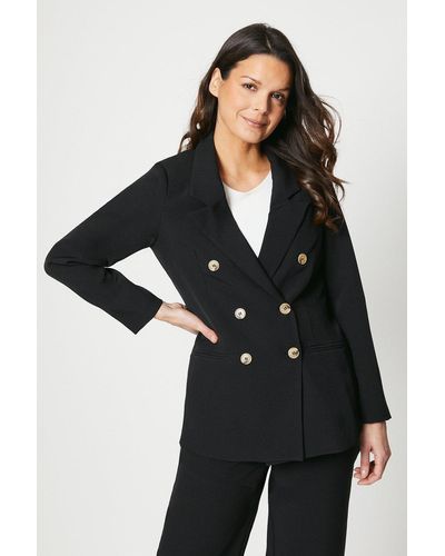 PRINCIPLES Petite Longline Double Breasted Blazer - Black