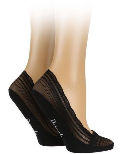 Pringle of Scotland 2 Pair Pack Lace Edge Shoe Liner Socks - Black
