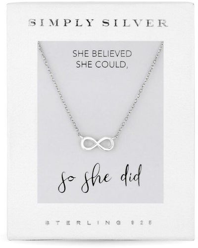 Simply Silver Gift Packed Sterling Silver 925 Infinity Necklace - White