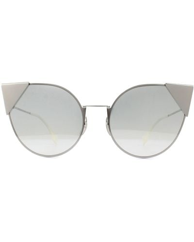 Fendi Cat Eye Palladium And White Grey Gradient Mirror Sunglasses