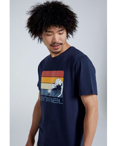 Animal Classico Organic T-shirt Cotton Graphic Beach Summer Tee Top Shirt - Blue