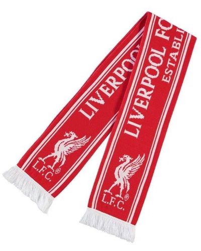 Liverpool Fc Established 1892 Jacquard Knitted Scarf - Red