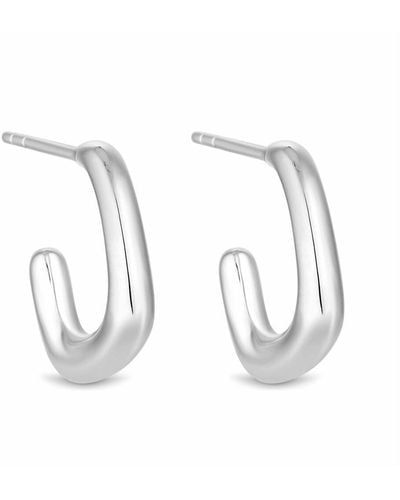 Simply Silver Sterling Silver 925 Small Square Hoop Earrings - Metallic