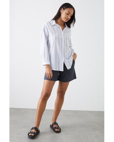 Dorothy Perkins Blue Stripe Long Sleeve Shirt - Grey
