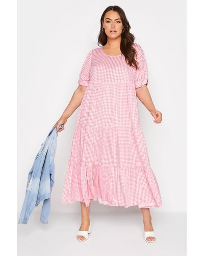 Yours Plus Size Maxi Smock Dress - Pink