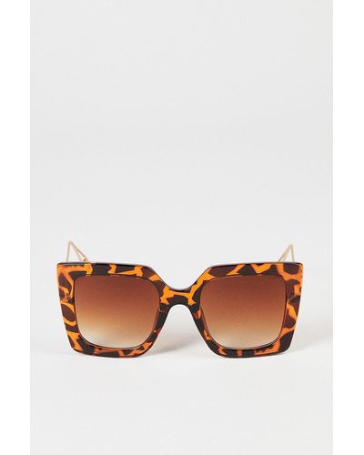Warehouse Tortoiseshell Square Frame Sunglasses - Brown