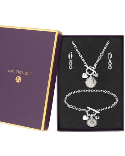Jon Richard Silver Infinity And Pearl Trio Set - Gift Boxed - Blue