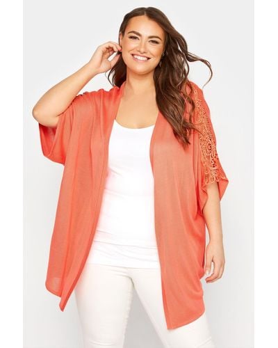 Yours Kimono Sleeve Cardigan - Orange