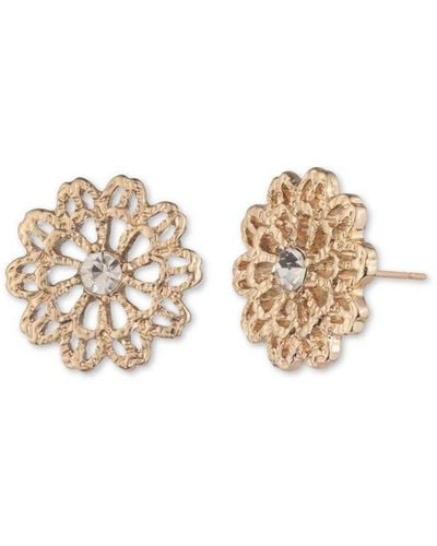 Marchesa Filigree Flower Button Fashion Earrings - 16e00024 - White