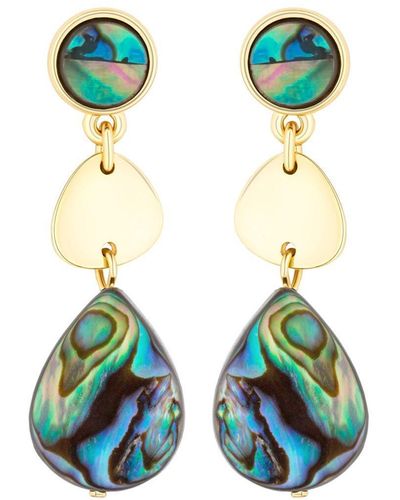 Mood Gold Abalone Pear Drop Earrings - Blue