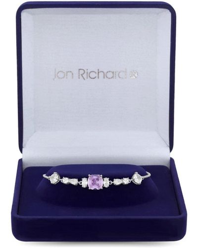 Jon Richard Rhodium Plated Lavender Mixed Stone Toggle Bracelet - Gift Boxed - Blue