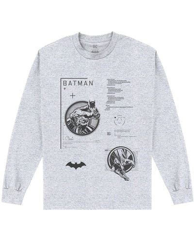 Batman Tech Long Sleeve T-shirt Crew Neck Tee - White