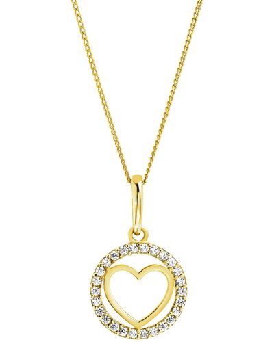 The Fine Collective White Cubic Zirconia Cut Out Heart Pendant Necklace - Metallic