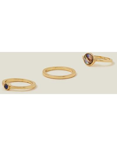 Accessorize 3 X Fine Stacking Gem Set - Natural