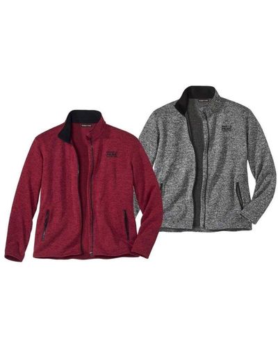 Atlas For Men Brushed Fleece Jacket Pack Of 2 - Red