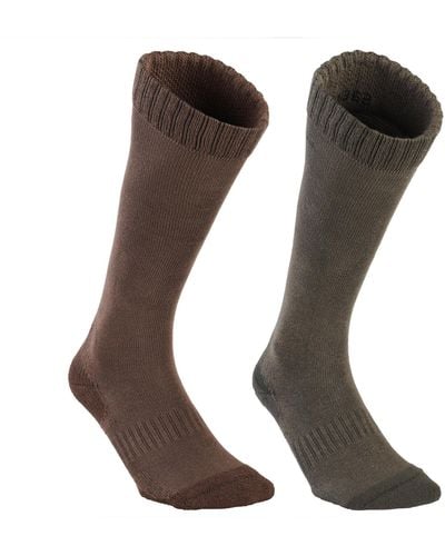 Solognac Decathlon Pack Of 2 Pairs Of Breathable Tall Country Sport Socks 100 - Black