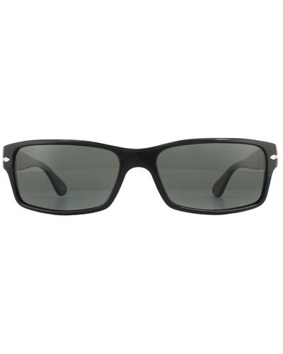 Persol Rectangle Black Crystal Green Polarized 2747s Sunglasses - Grey