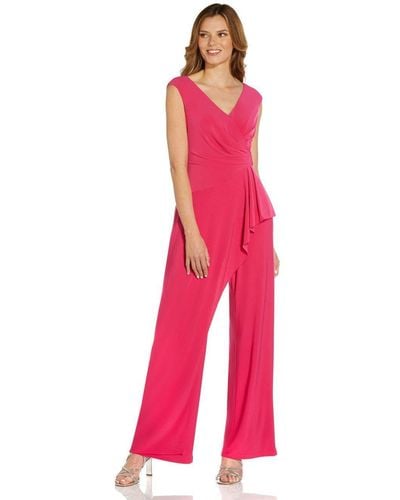 Adrianna Papell Jersey Draped Jumpsuit - Pink