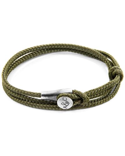 Anchor and Crew Dundee Silver And Rope Bracelet - Green