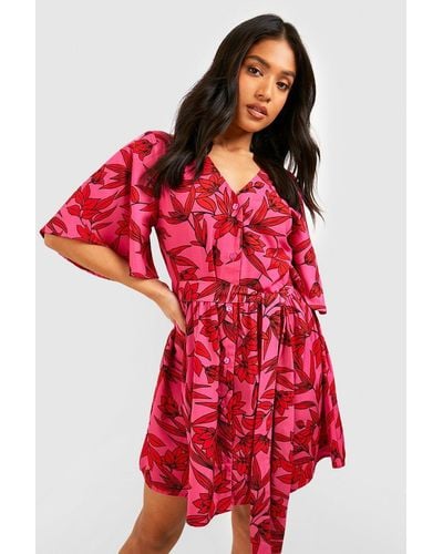 Mint velvet pink connie top mixed print wrap dress