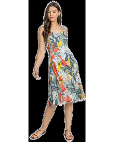 Roman Tropical Print Fit And Flare Dress - Black