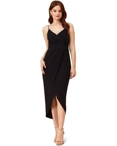Adrianna Papell Draped Jersey Wrap Gown - Black