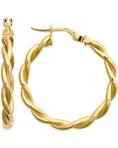 Jewelco London 9ct Gold Plain Twisted Double Interlocked 3mm Hoop Earrings 25mm - Jer785c - Metallic