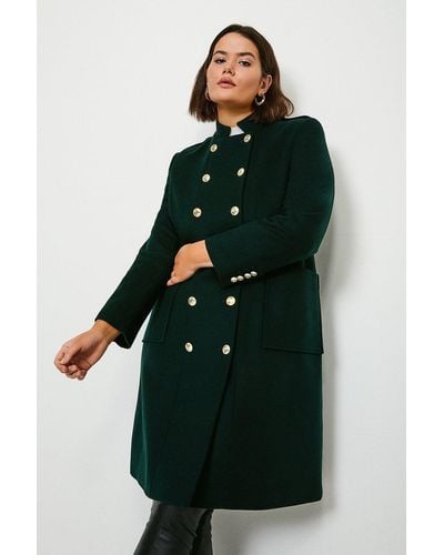 Karen Millen Plus Size Military Wool Coat - Green