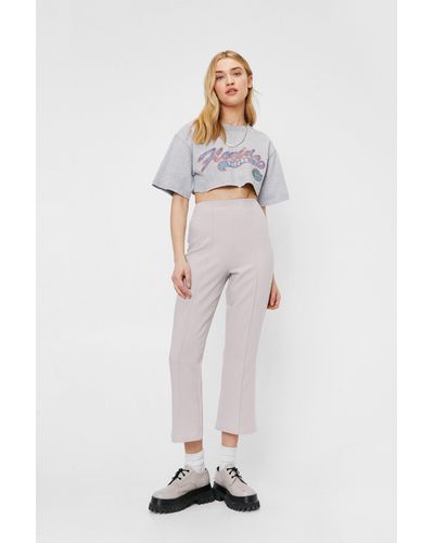 Nasty Gal Pintuck Front Cropped Trouser - Multicolour