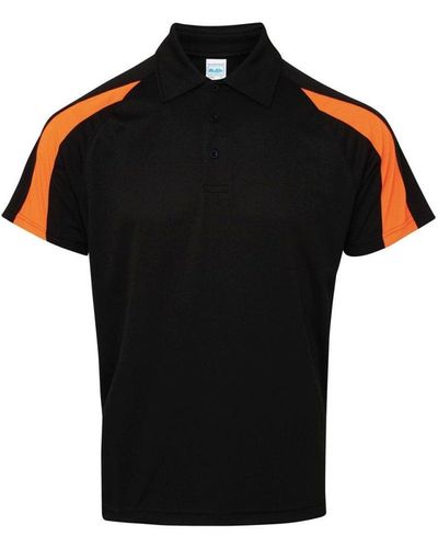 Awdis Just Cool Short Sleeve Contrast Panel Polo Shirt - Black