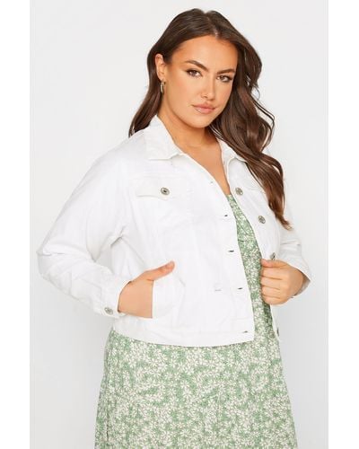 Yours Distressed Denim Jacket - White