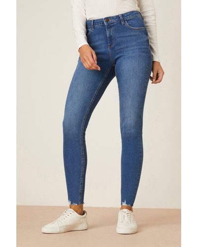 Dorothy Perkins Midwash Distressed Darcy Jeans - Blue