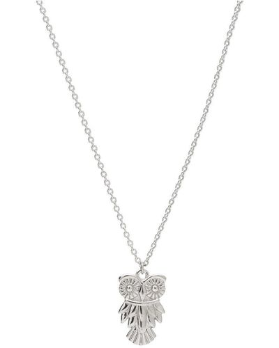 Pure Luxuries Gift Packaged 'vera' 925 Silver Owl Pendant Necklace - Metallic
