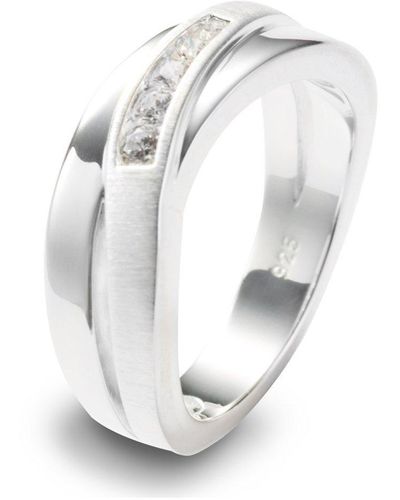 Fossil 'glitz' Stainless Steel Ring - Jf12766040510 - White