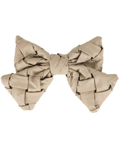 My Accessories London Woven Bow Clip - Natural