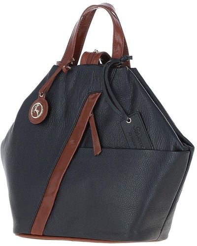 Ashwood Leather 'lydia' Convertible Real Leather Tote Backpack - Blue