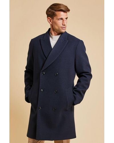 Threadbare 'aberdonia' Double Breasted Tailored Coat - Blue