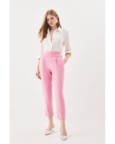 Karen Millen Compact Stretch Tailored Slim Leg Trousers - Pink